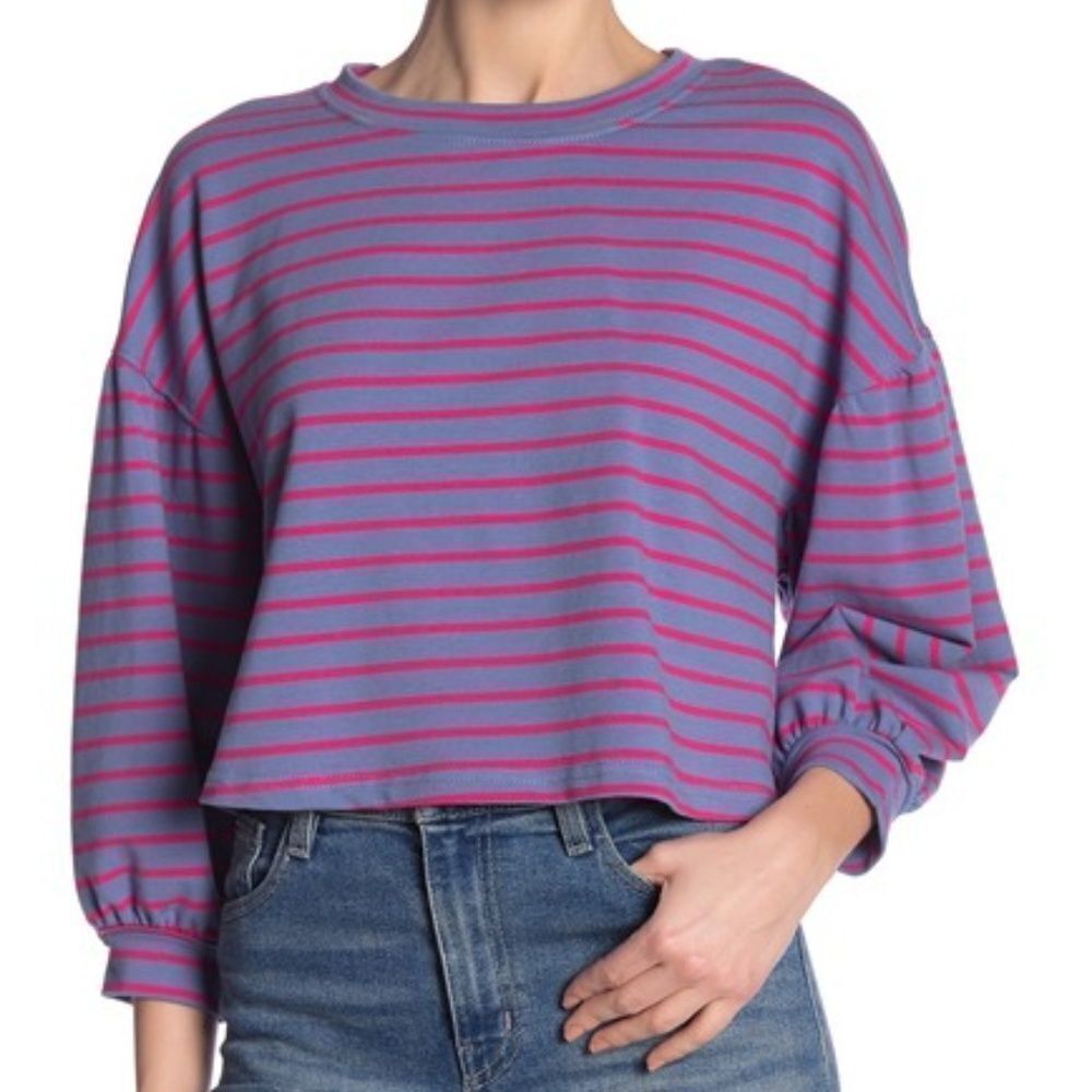 CODEXMODE Stripe Cropped Sweater Size Small Purple